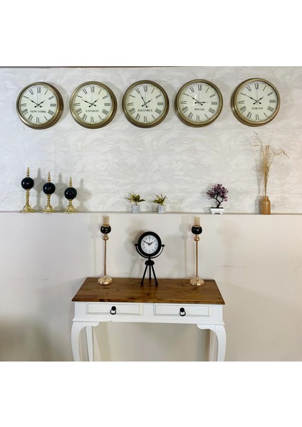 Dünya Saatleri Duvar Saati 40 cm Eskitme Metal 5’li Seti modelleri