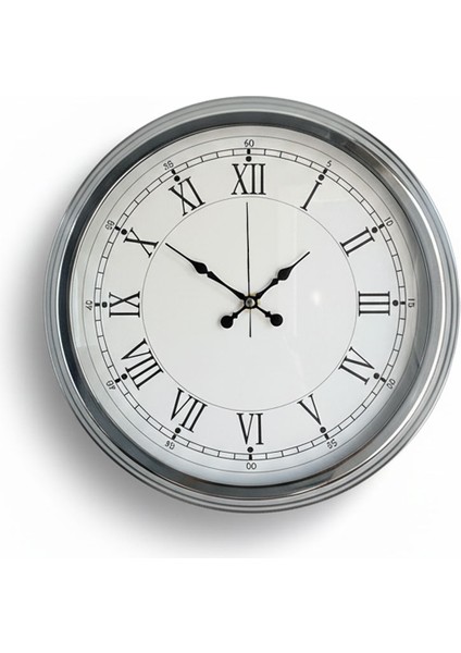 Metal Retro Krom Duvar Saati | 40 cm | Butik Saat