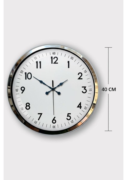 Dekoratif Duvar Saati Modeli | 40 cm Krom Metal | Butik Saat
