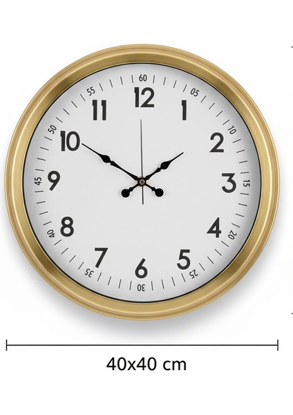Klasik Duvar Saati Gold Metal | 40 cm | Butik Saati