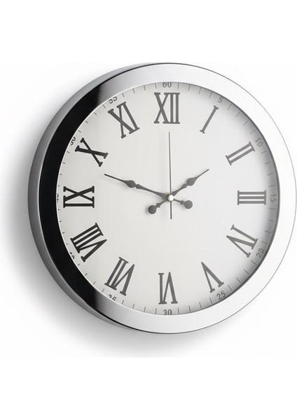 Metal Ofis Krom Duvar Saati | 36 cm | Butik Saat