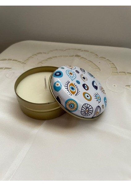 Nazar Desenli Metal Kuyuda Kokulu Mum