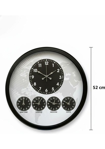 52 cm Siyah Dünya Saatleri Duvar Saatleri