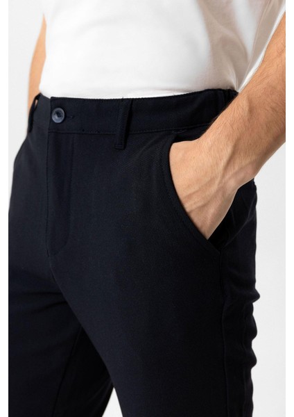 Lacivert Smart Fit Beli Lastikli Yan Cep Casual Pantolon fırsatları