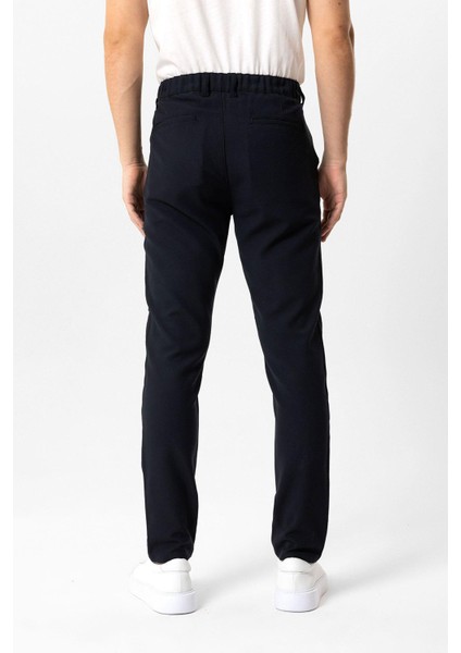 Lacivert Smart Fit Beli Lastikli Yan Cep Casual Pantolon