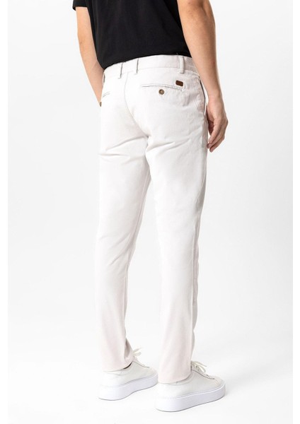 Gri Slim Fit Pamuklu Yan Cep Chino Pantolon