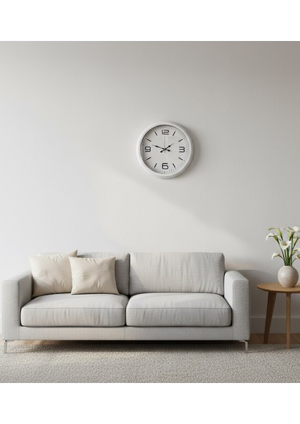 Metal Büyük Beyaz Duvar Saati | 40 cm | Butik Saat fiyatları