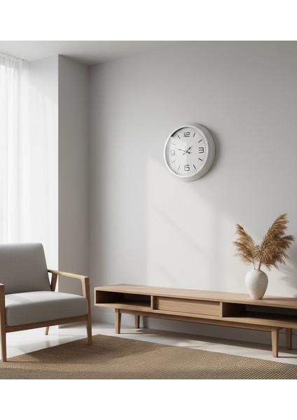 Metal Büyük Beyaz Duvar Saati | 40 cm | Butik Saat modelleri