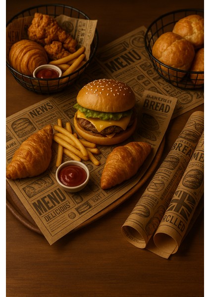 Özel Desenli Yağlı Kraft Servis Kağıdı - Sunum Kağıdı