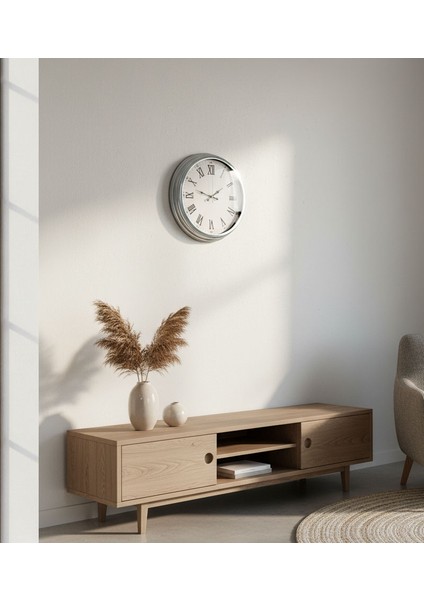 Dekoratif Retro Krom Duvar Saati | 40 cm | Butik Saat fiyatları