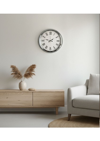 Dekoratif Retro Krom Duvar Saati | 40 cm | Butik Saat modelleri