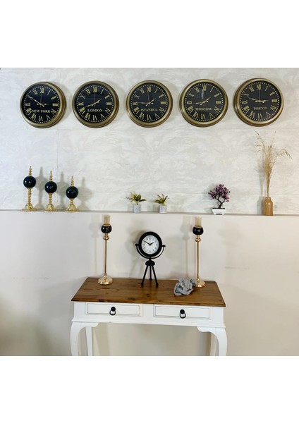 40 cm Eskitme Metal 5 Li Set Otel Dünya Saatleri Duvar Saati fiyatları