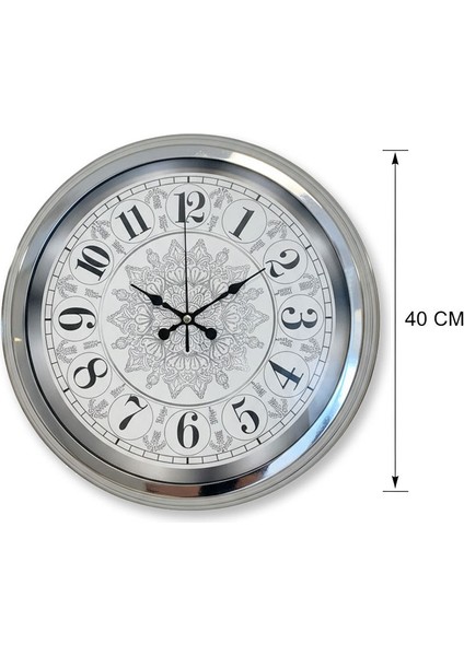 40 cm Krom Metal Dekoratif Duvar Saati