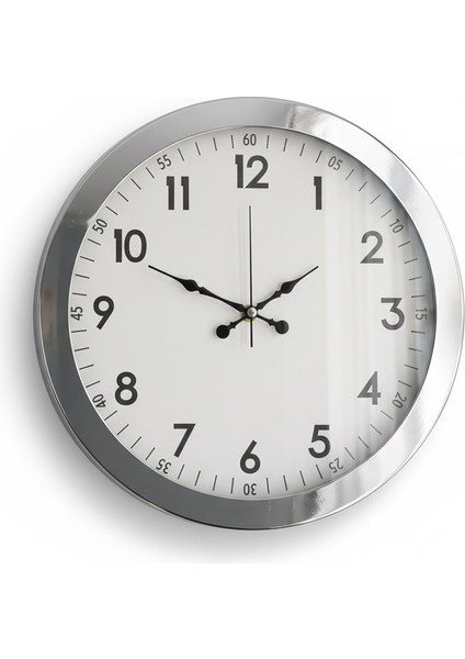 Metal Ofis Krom Duvar Saati | 36 cm | Butik Saat