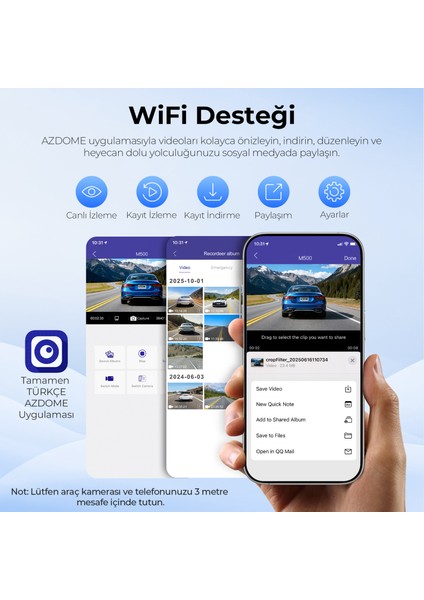 M500 4K 3 Kameralı Araç Içi Kamera fırsatları