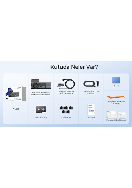 M500 4K 3 Kameralı Araç Içi Kamera