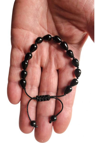 Damla Kesim Siyah Oniks Bileklik Makrome Ayarlı 316-4 fırsatları