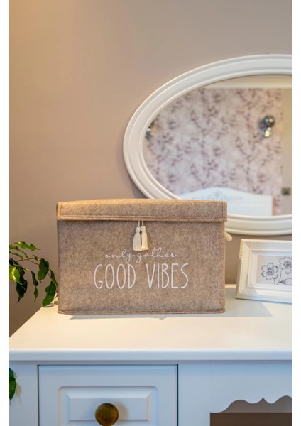 Kapaklı Püskül Detaylı Düzenleyici Çok Amaçlı Organizer Keçe Sepet (mini) - 03495