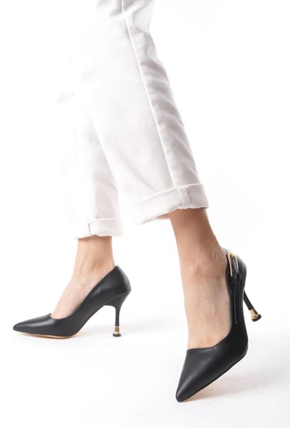 Kadın Fascino Siyah Deri Stiletto Topuklu Ayakkabı fiyatları