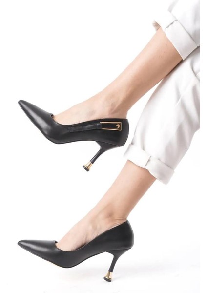 Kadın Fascino Siyah Deri Stiletto Topuklu Ayakkabı modelleri