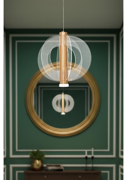 Tan 6 Gold LED Avize – Modern Halkalı Tasarım