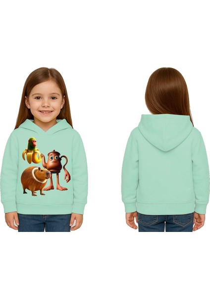 Unisex Brainrot Baskılı Çocuk Swaetshirt Kapüşonlu 3 Iplik Şardonlu