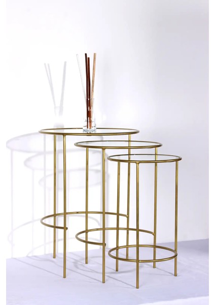 Elysia Gold 3li Zigon Sehpa – Modern ve Zarif Tasarım