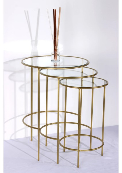 Elysia Gold 3li Zigon Sehpa – Modern ve Zarif Tasarım fiyatları