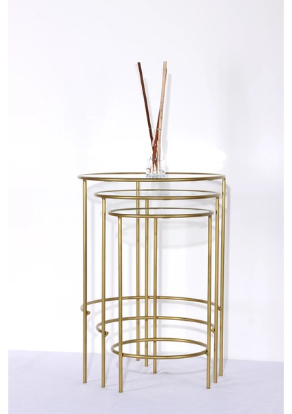 Elysia Gold 3li Zigon Sehpa – Modern ve Zarif Tasarım modelleri