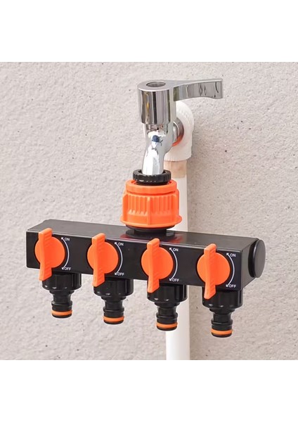 1 Adet 4 Yollu Musluk Bağlantısı Anahtarlı, Bahçe Hortumu Ayırıcı Dağıtıcı Musluk Hortum Bağlantısı, Dış Mekan Sulama Sistemleri için 4 Ayrı Açma-Kapama Anahtarlı Su Dağıtıcı