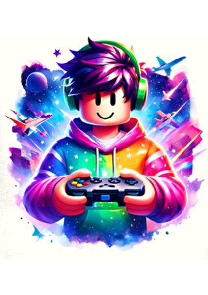 Unisex Roblox Baskılı Çocuk Swaetshirt Baskılı Kapüşonlu 3 Iplik Şardonlu fırsatları