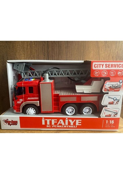 Sürtmeli Sesli Işıklı Su Püskürtmeli Itfaiye Aracı Oyuncak Itfaiye Arabası Merdivenli Su Püskürtür