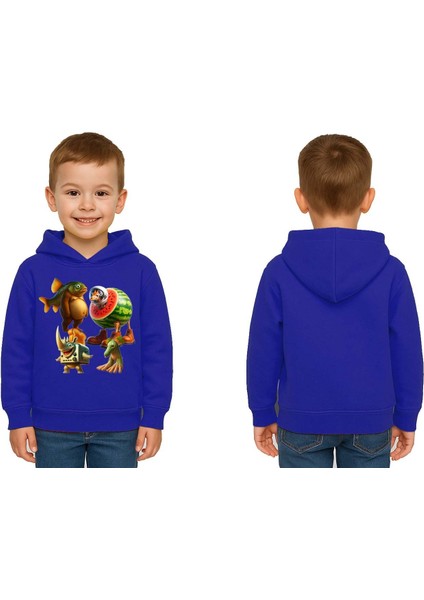 Unisex Brainrot Baskılı Çocuk Swaetshirt Kapüşonlu 3 Iplik Şardonlu