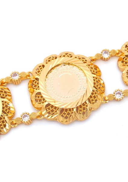 altın kaplama çiçek desenli üç çeyrek altınlı bileklik blk-1221 fiyatları