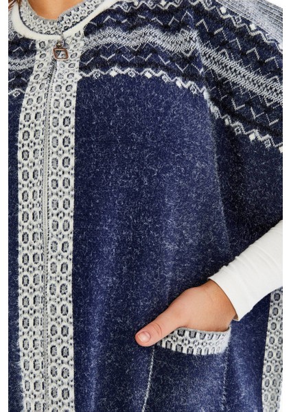 Triko Kadın Büyük Beden Sakallı Panço Yarasa Kollu Kışlık Yünlü Çok Kalın Anne Hırka fiyatları