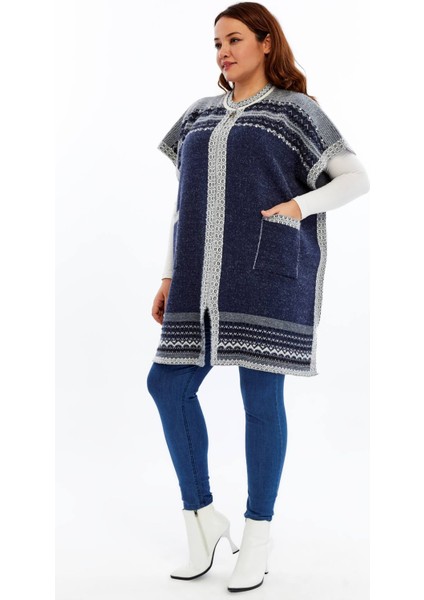 Triko Kadın Büyük Beden Sakallı Panço Yarasa Kollu Kışlık Yünlü Çok Kalın Anne Hırka modelleri