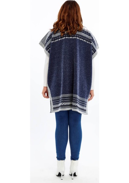 Triko Kadın Büyük Beden Sakallı Panço Yarasa Kollu Kışlık Yünlü Çok Kalın Anne Hırka fırsatları