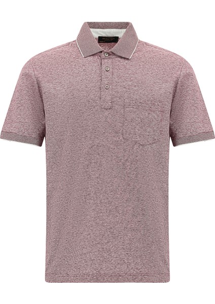 Regular Fit Çizgili Merserize Pamuklu Keten Polo Yaka T-shirt