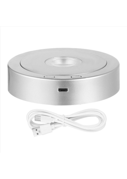 Yuvarlak Stand LED Dönen Ekran Kristaller Için Stand Tabanı Işıklı Temel 8 Işık Modları Ekran Kaideleri (Gümüş) (Yurt Dışından)