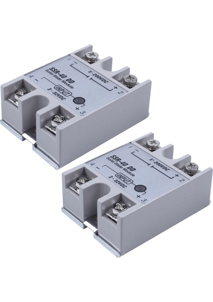 2x Tek Faz Katı Hal Rölesi Dc-Dc SSR-40DD 40A DC3-32V DC5-60V Beyaz+Gümüş (Yurt Dışından)