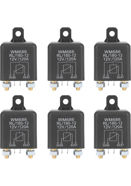 6x Dc 12V Röle Pil Izole Röle Relay 12V / 120A Araç Kamyonları Için Pik Yük (12V / 120A) (Yurt Dışından)