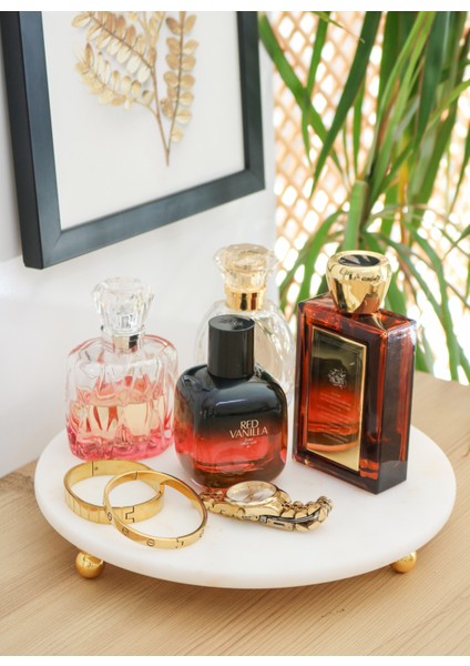 Doğal Mermer 25 cm Çok Amaçlı Banyo ve Takı Düzenleyici Standı