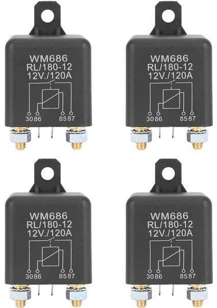 4x Dc 12V Röle Pil Izole Röle Relay 12V / 120A Araç Kamyonları Için Pik Yük (12V / 120A) (Yurt Dışından)