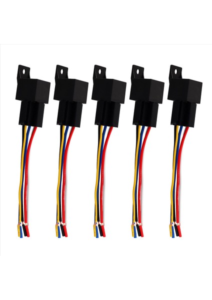 5pcs 12V/30A Bakır Otomotiv Deniz Rölesi ve 5 Tel Kablo Demeti Soketi (Yurt Dışından)