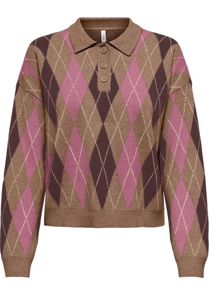 Onlibi Regular Fit Düğmeli Polo Yaka Kazak Bayan Kazak 15360541