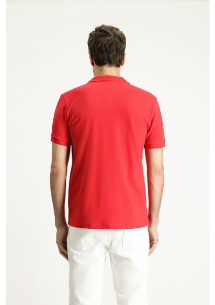 Slim Fit Dar Kesim Nakışlı Pamuk Polo Yaka Tişört fırsatları