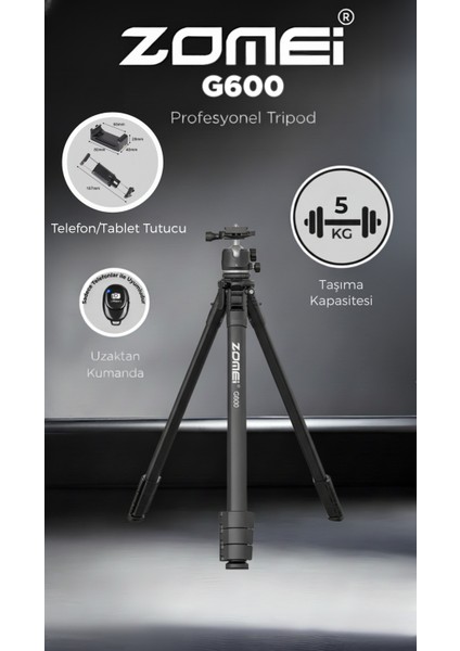 G600 Alüminyum Alaşım Taşınabilir Tripod