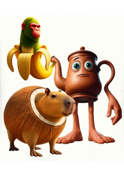 Unisex Brainrot Baskılı Çocuk Swaetshirt Kapüşonlu 3 Iplik Şardonlu modelleri