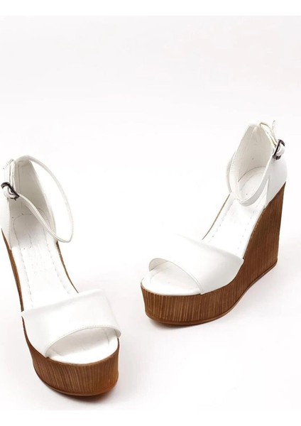 Kadın Verla Beyaz Tek Bant Yüksek Dolgu Taban Ayakkabı modelleri