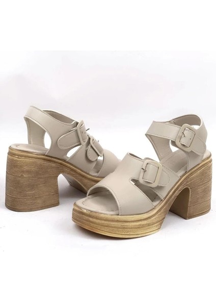 Kadın Ibiza Krem Ortopedik Iç Taban Platform Topuk Sandalet modelleri
